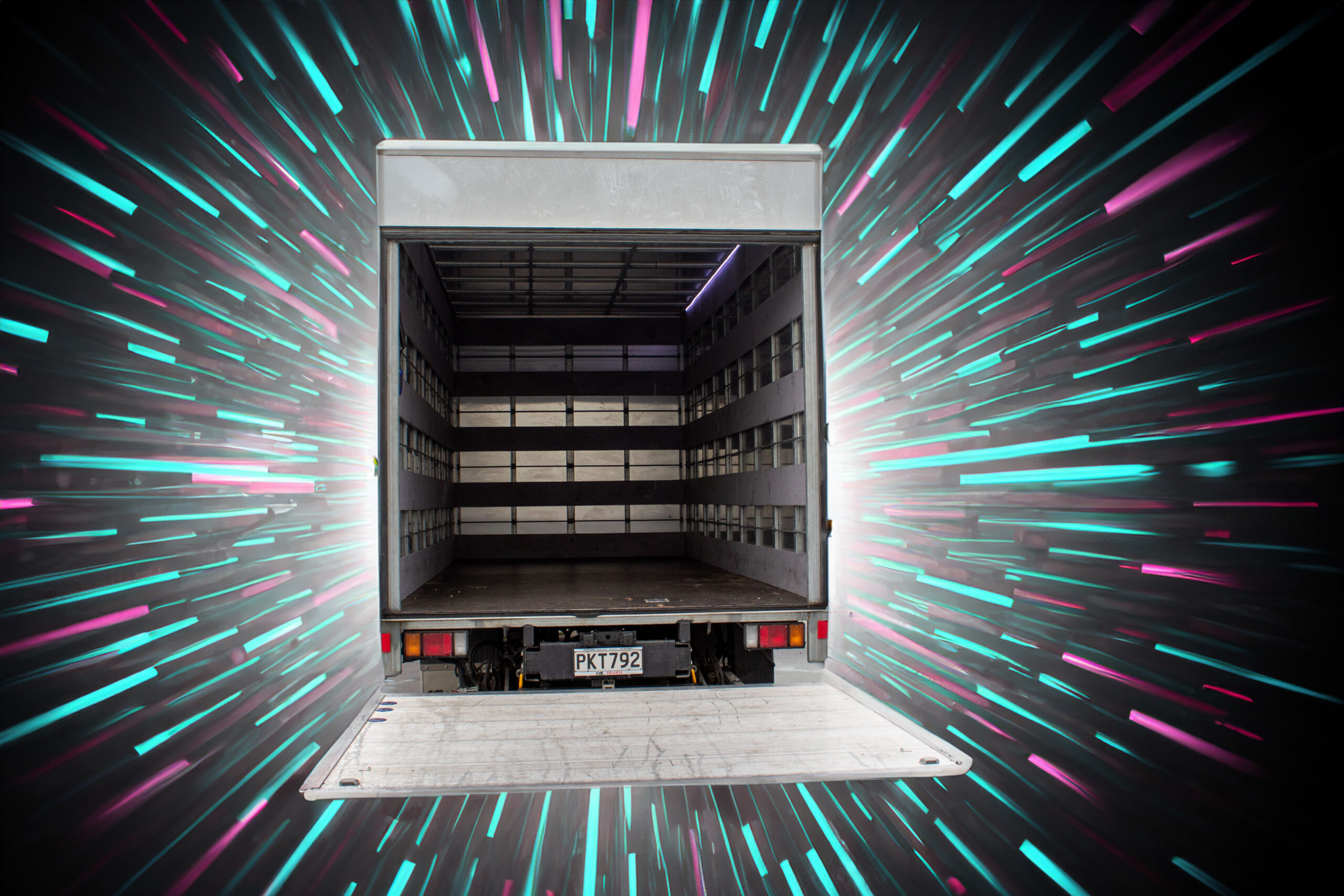 Handy rentals truck in outter space
