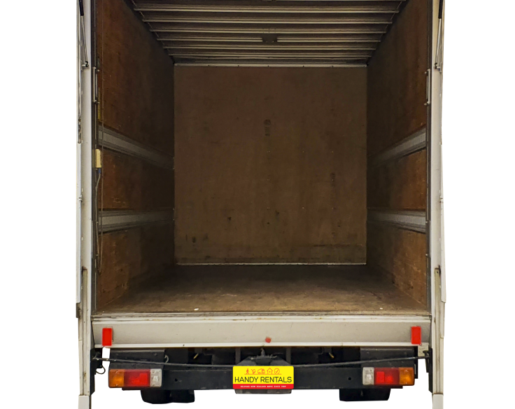 large truck with tail lifter down rear shot