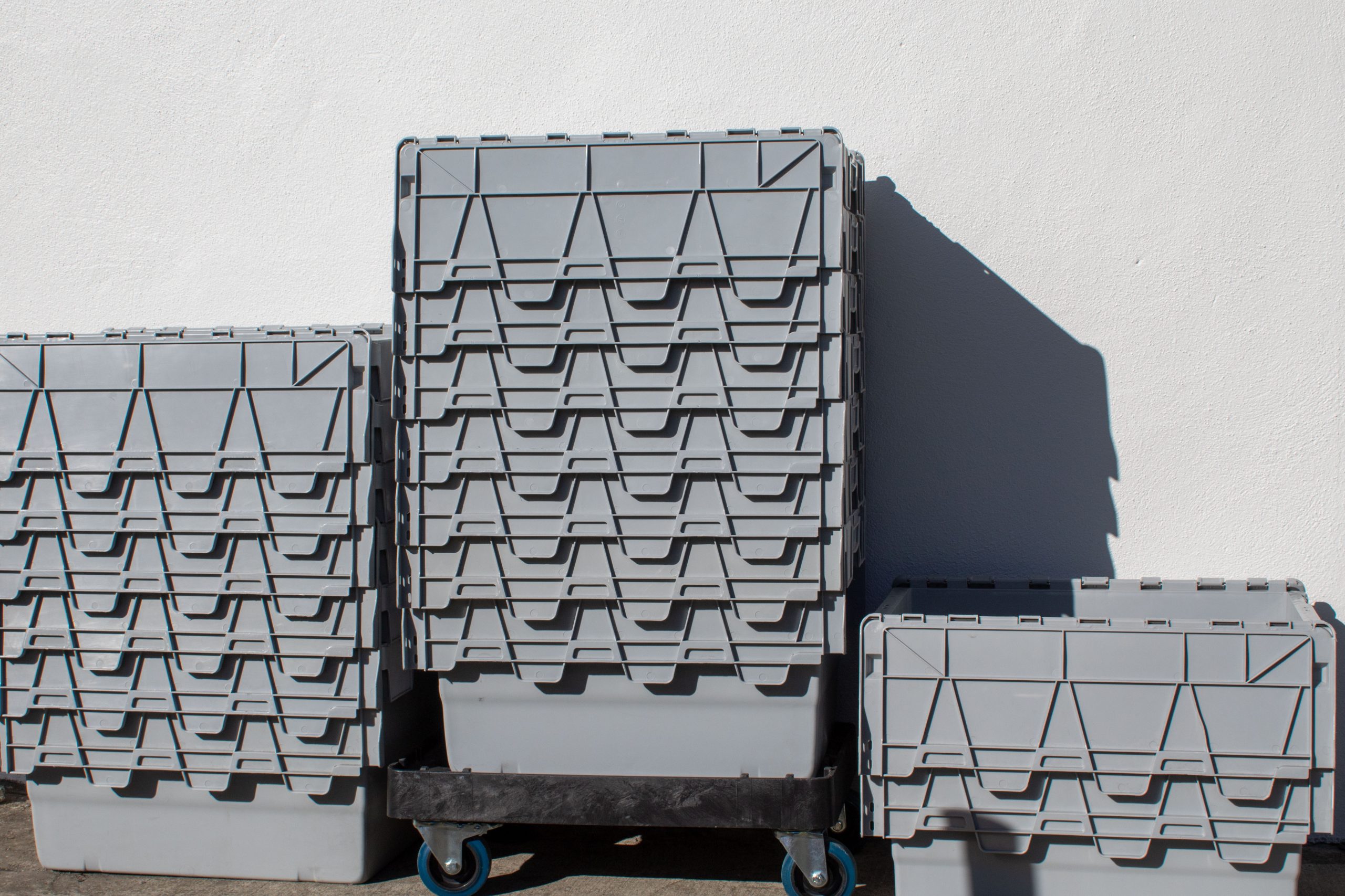 handy crates in front of a wall